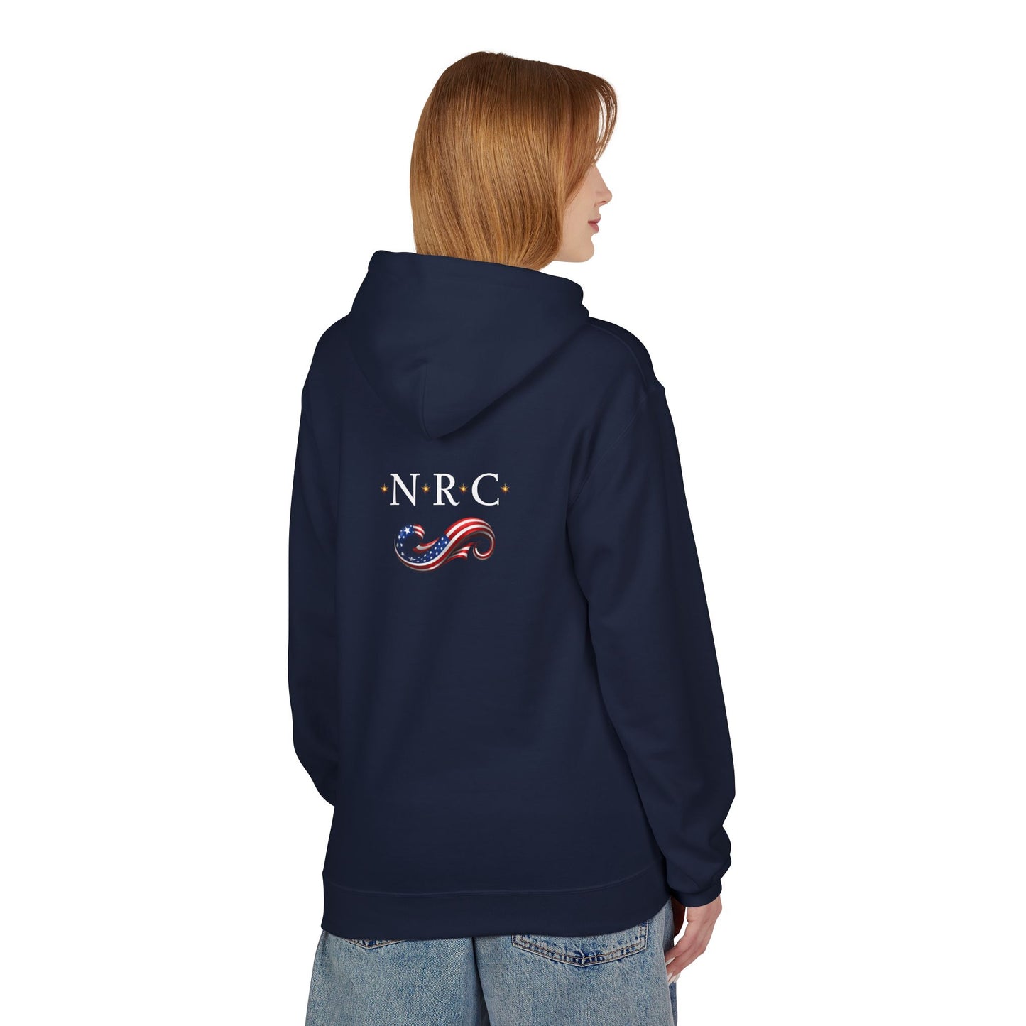 Patriotic Witch Infinity Flag Hoodie – Vintage Pinup Fleece Pullover | Noni Ross Creations
