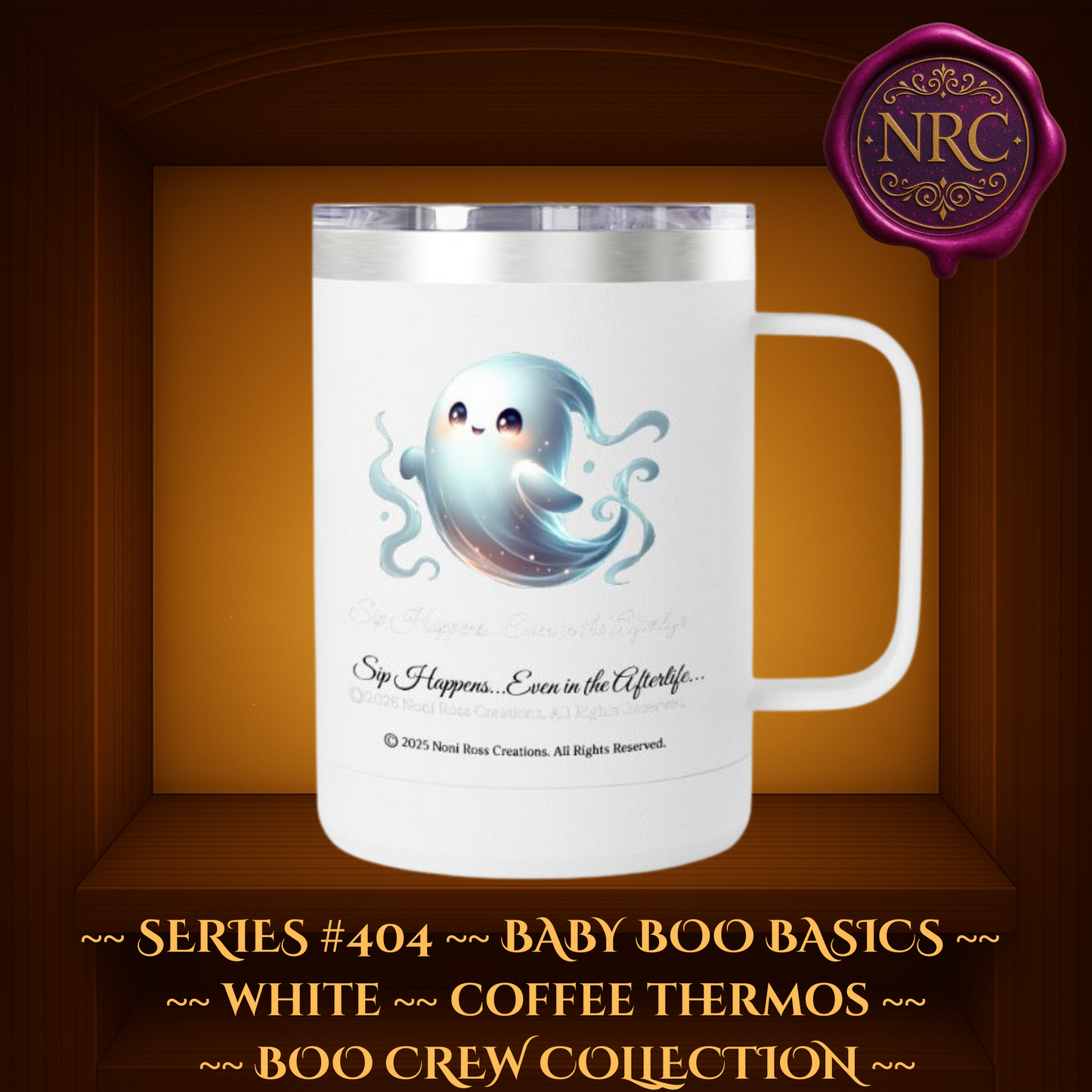 BOO Crew Phantom Sips Coffee Thermos Mug 10 oz Noni Ross Creations