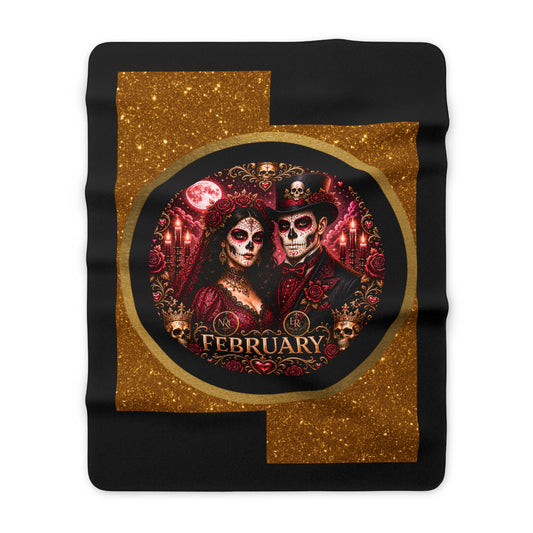 Eternal Royals February Deluxe Sherpa Blanket | Gothic Skeleton Couple Throw | Celestial Moonlit Fleece Blanket | Dark Fantasy Home Decor