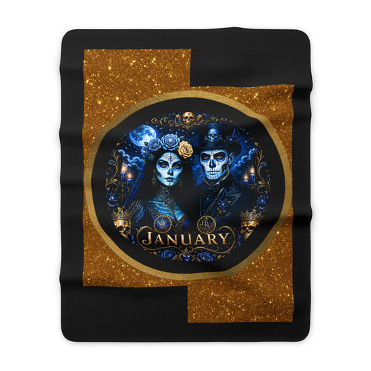 Eternal Royals January Deluxe Sherpa Blanket | Gothic Skeleton Couple Throw | Celestial Moonlit Fleece Blanket | Dark Fantasy Home Decor