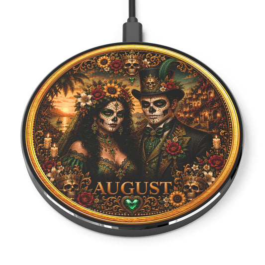 Eternal Royals August Wireless Charger | Gothic Skeleton Couple Qi Charging Pad | Dark Fantasy Desk Decor | Celestial Phone Charger
