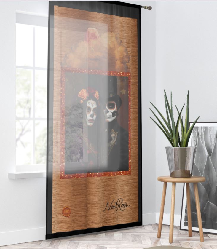 Copper Twilight Edition Curtain - Day of the Dead 50 x 64 by Noni Ross Creations
