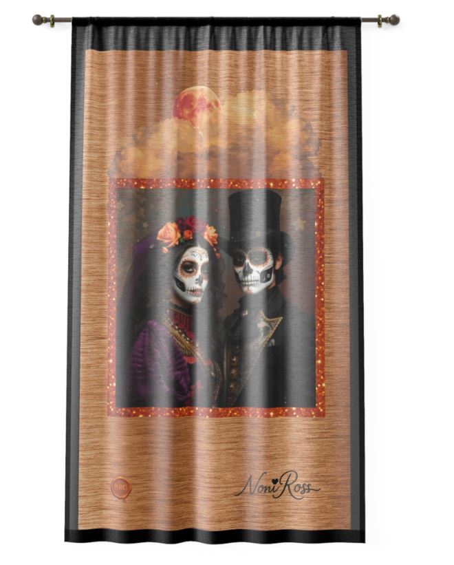 Copper Twilight Edition Curtain - Day of the Dead 50 x 64 by Noni Ross Creations