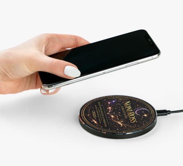 Eternal Royals April Wireless Charger | Gothic Skeleton Couple Qi Charging Pad | Dark Fantasy Desk Decor | Celestial Phone Charger