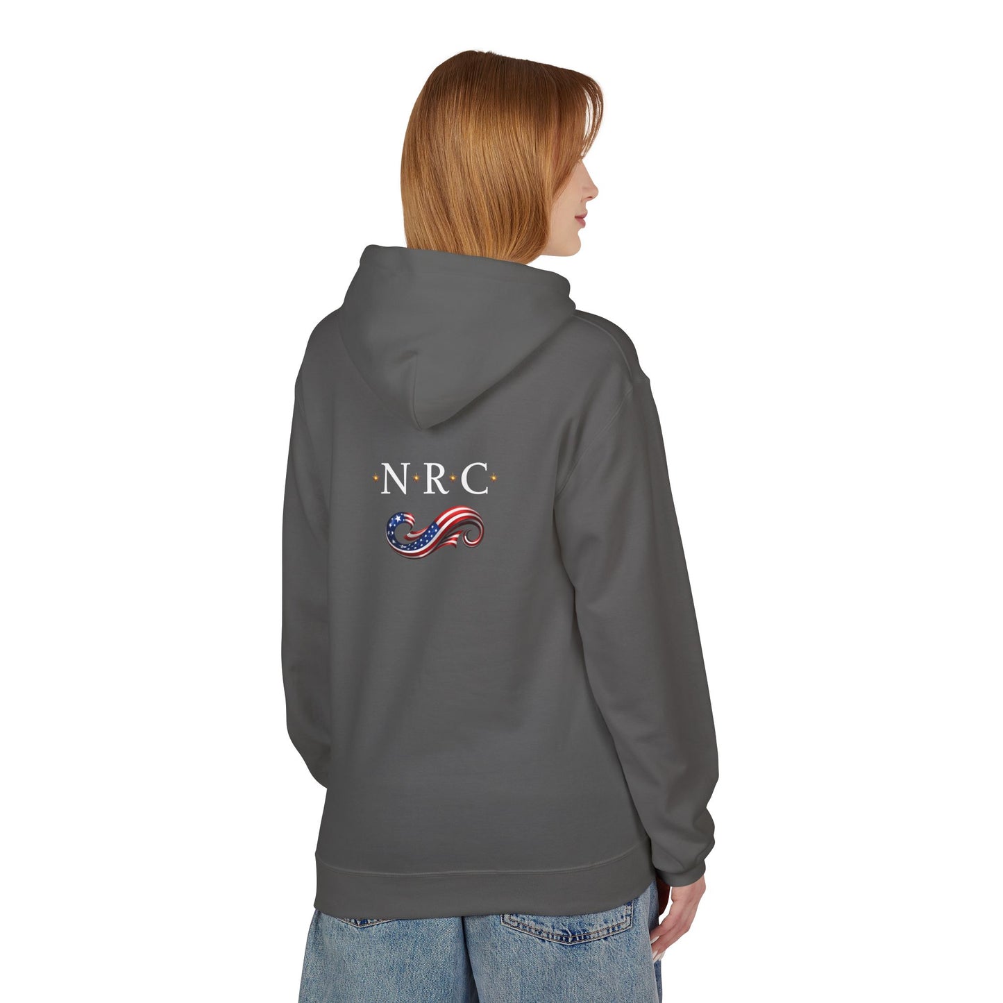 Patriotic Witch Infinity Flag Hoodie – Vintage Pinup Fleece Pullover | Noni Ross Creations