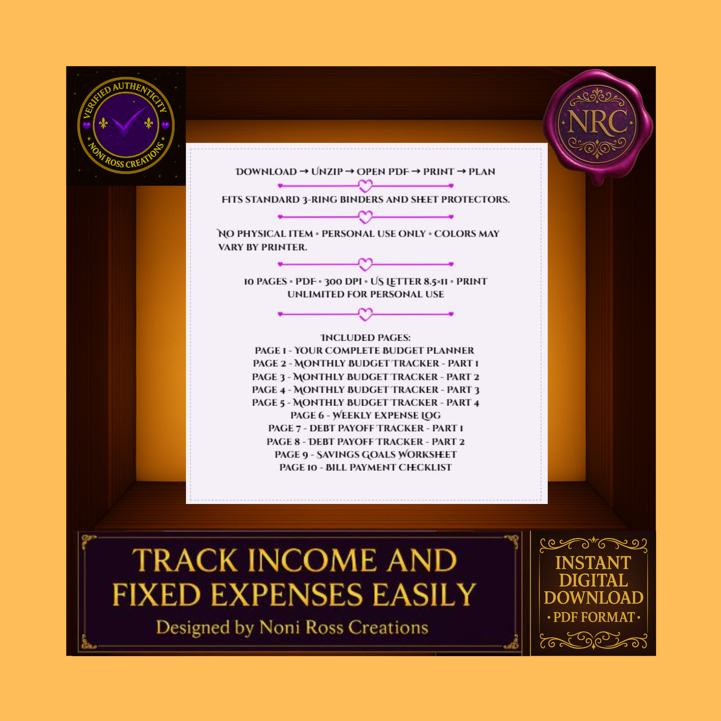 💛💥✨Complete Budget Planner Printable PDF | Noni Ross Creations