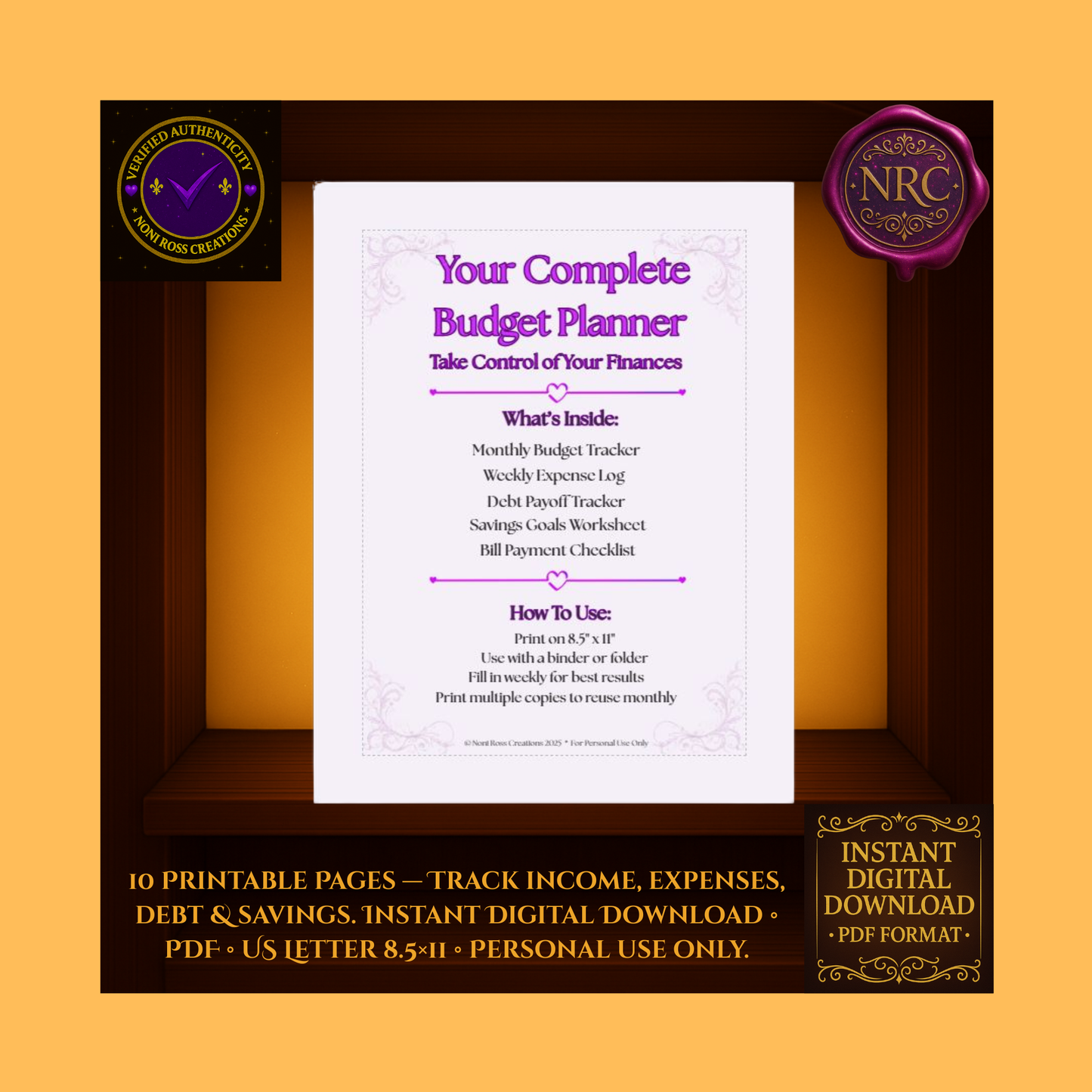 💛💥✨Complete Budget Planner Printable PDF | Noni Ross Creations