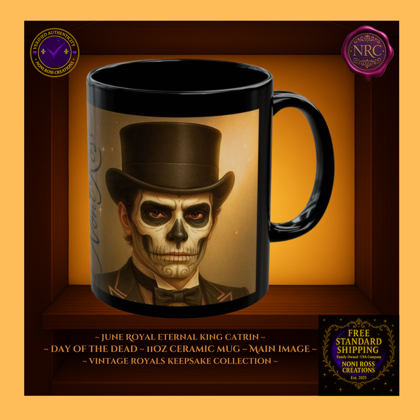 June Eternal King Catrin Mug 11 oz in silver, gold, and ivory | 🩵 Noni Ross Creations