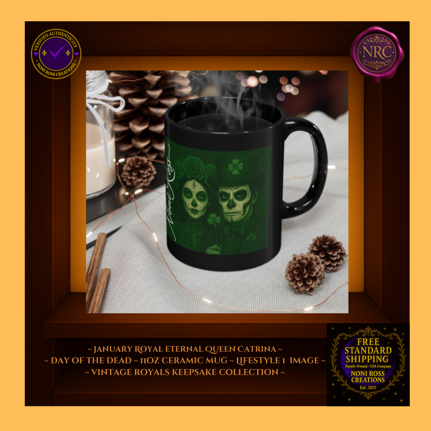 March King & Queen Mug Set styled with flowers and candle—royal spring ritual | 💚 Noni Ross Creations