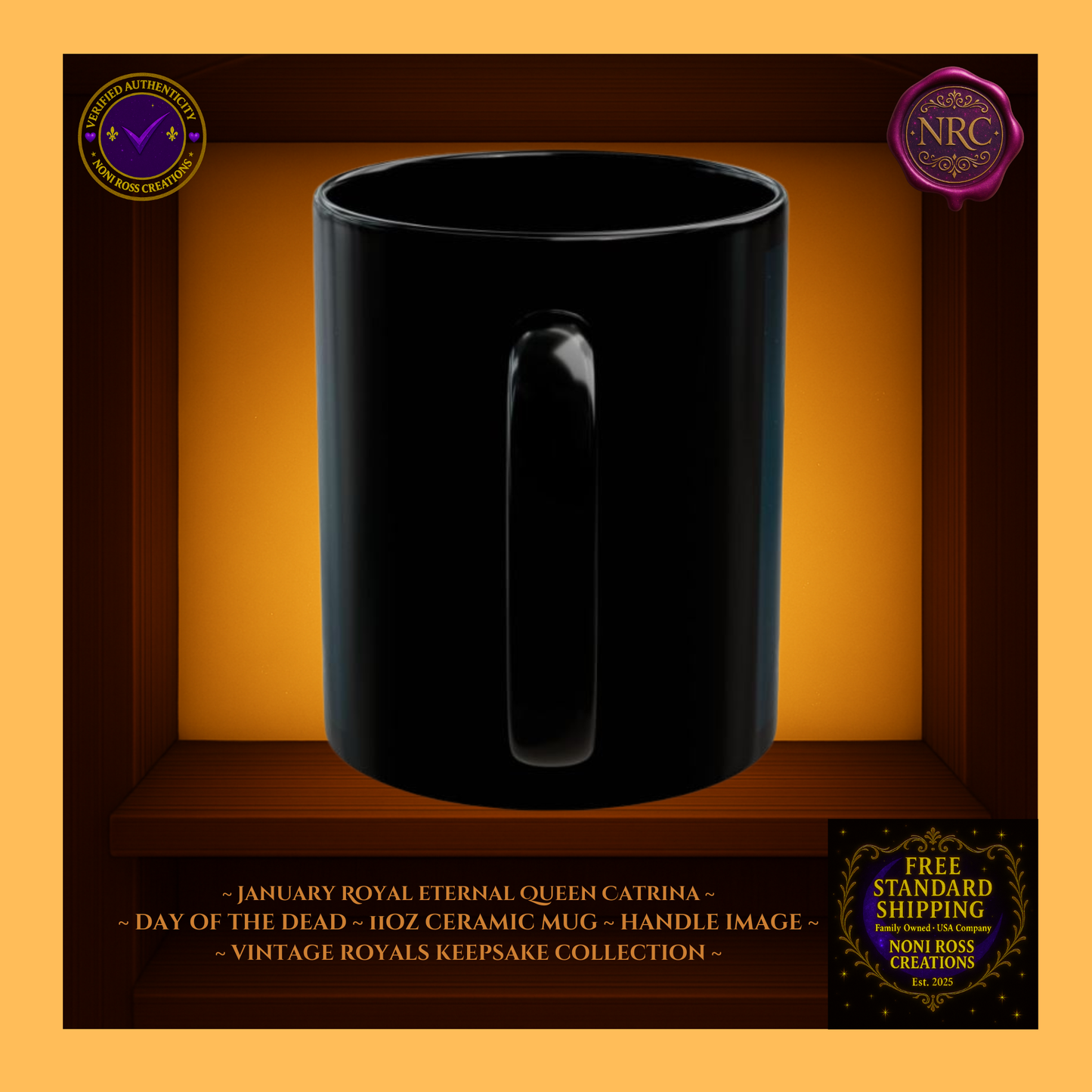 ☕💙Vintage Royals Keepsake – January Eternal Queen Catrina Mug 11oz | Noni Ross Creations