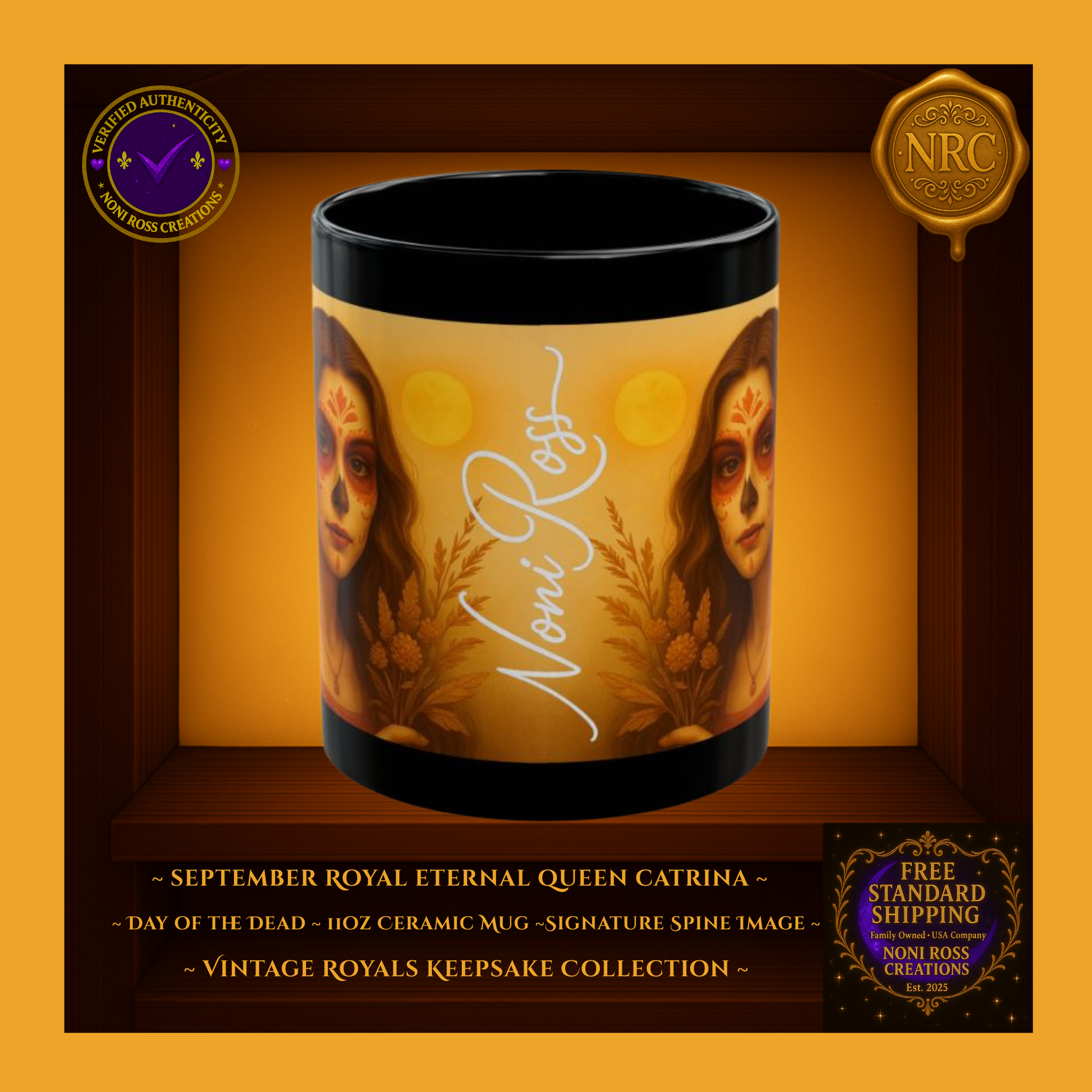 Signature spine — 💜 Noni Ross Creations logo with Vintage Royals filigree on bronze background