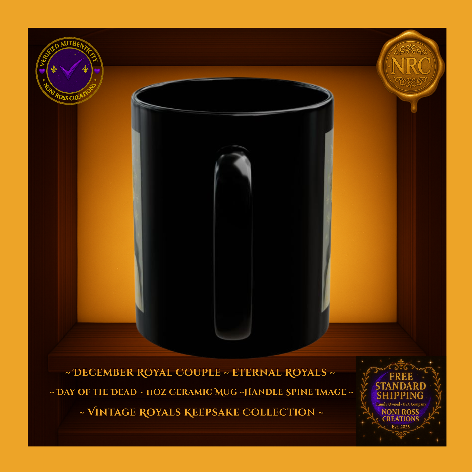 Handle detail — porcelain white interior with silver edge design, 11 oz ceramic mug