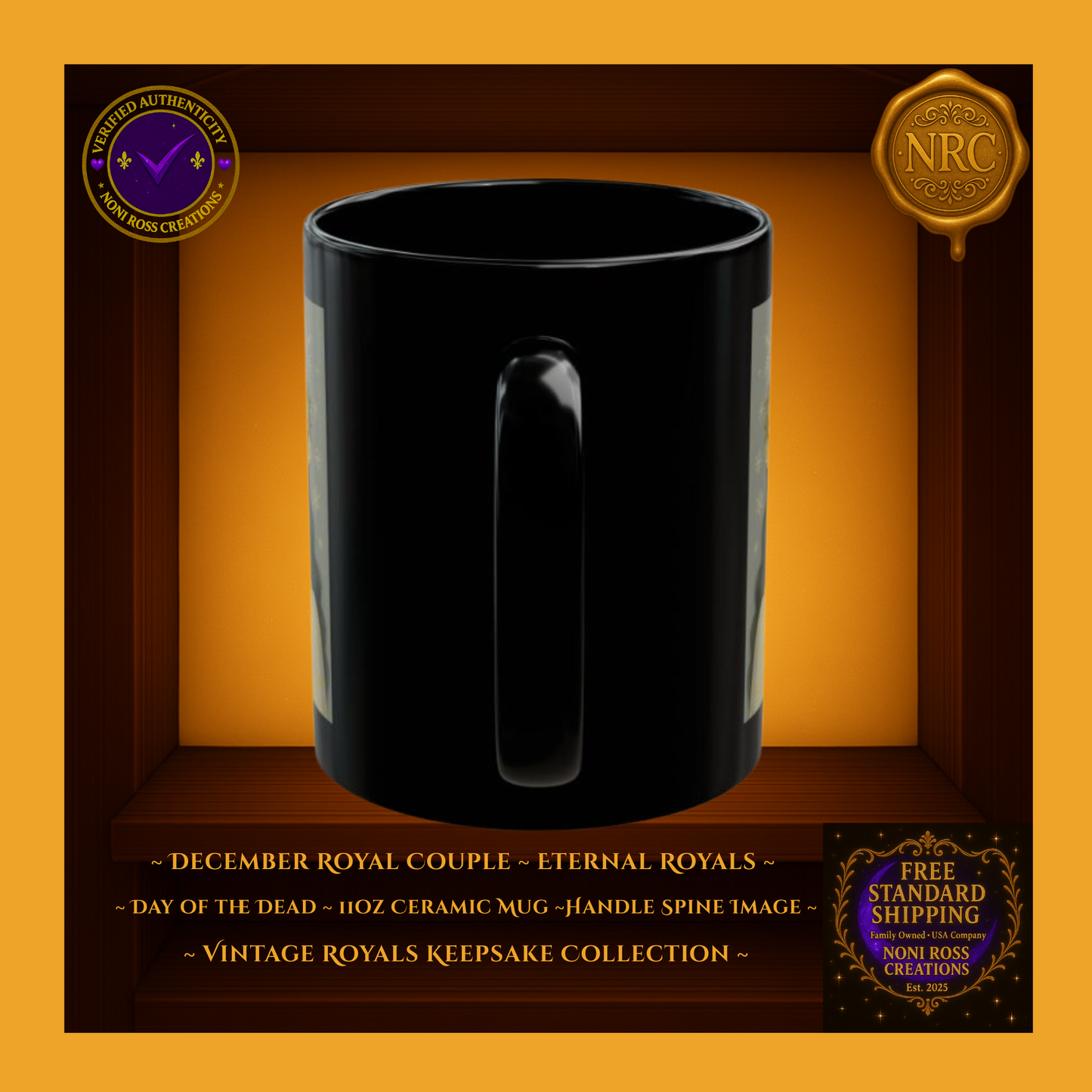 Handle detail — porcelain white interior with silver edge design, 11 oz ceramic mugs