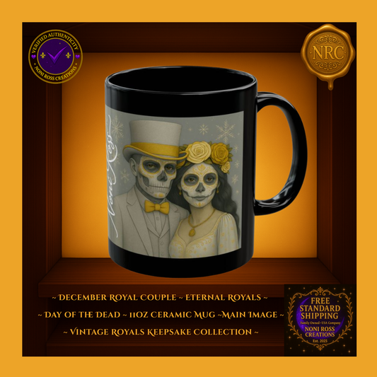 December Eternal King & Queen Catrin & Catrina Mug Set 11 oz in icy blue and silver tones | 💜 Noni Ross Creations