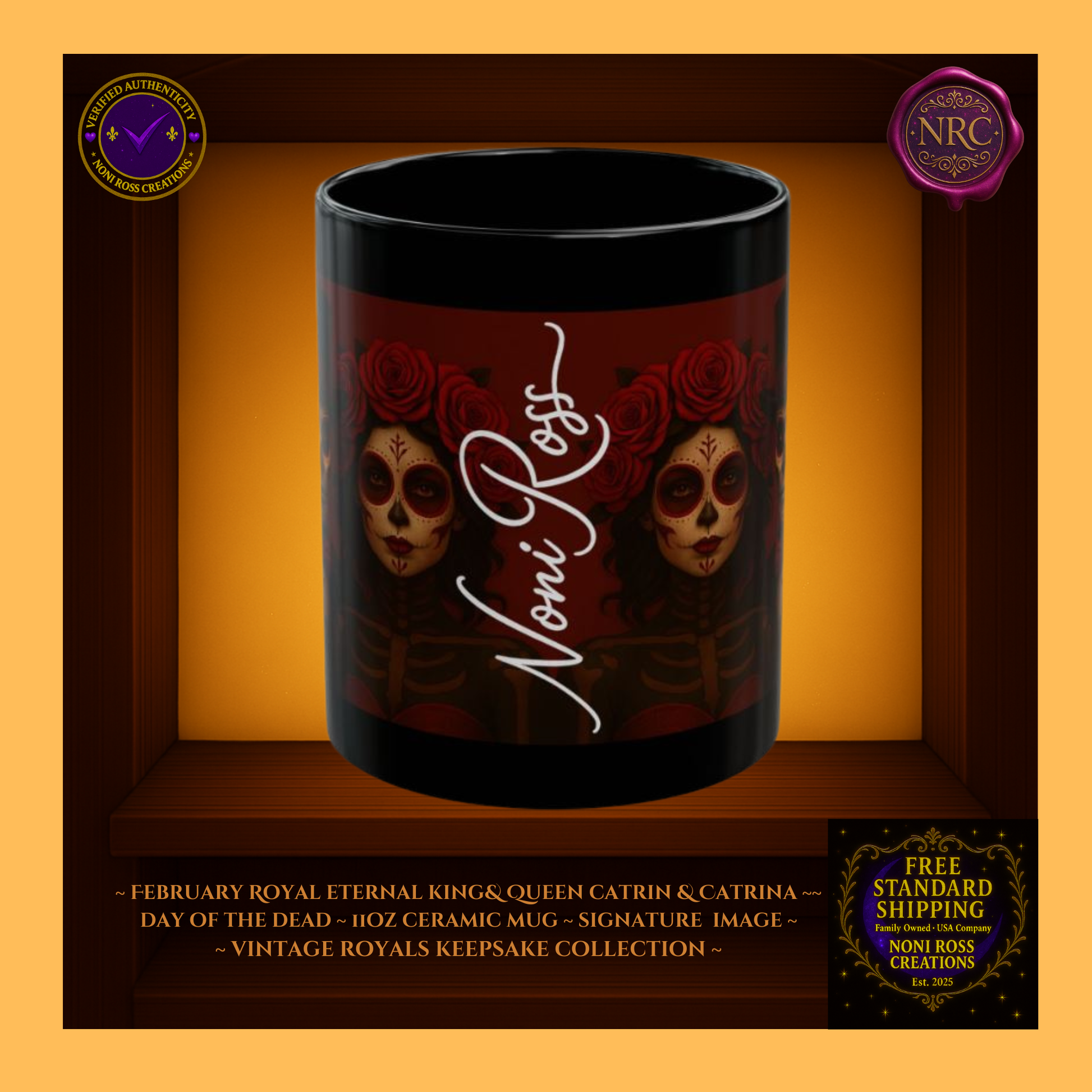 Signature spine—💜 Noni Ross Creations logo with Vintage Royals filigree on amethyst background, collector couple set