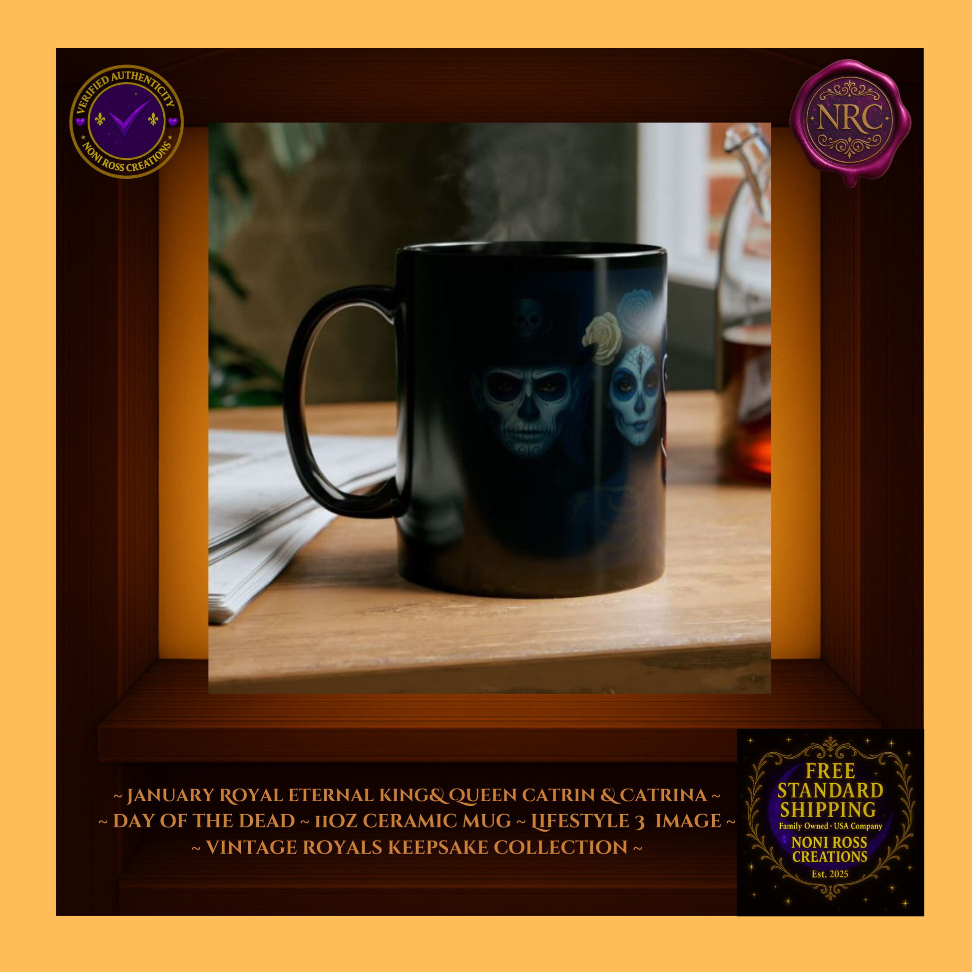 Breakfast setup—January Eternal King & Queen Mug Set with pastries and flowers | Vintage Royals Keepsake Collection