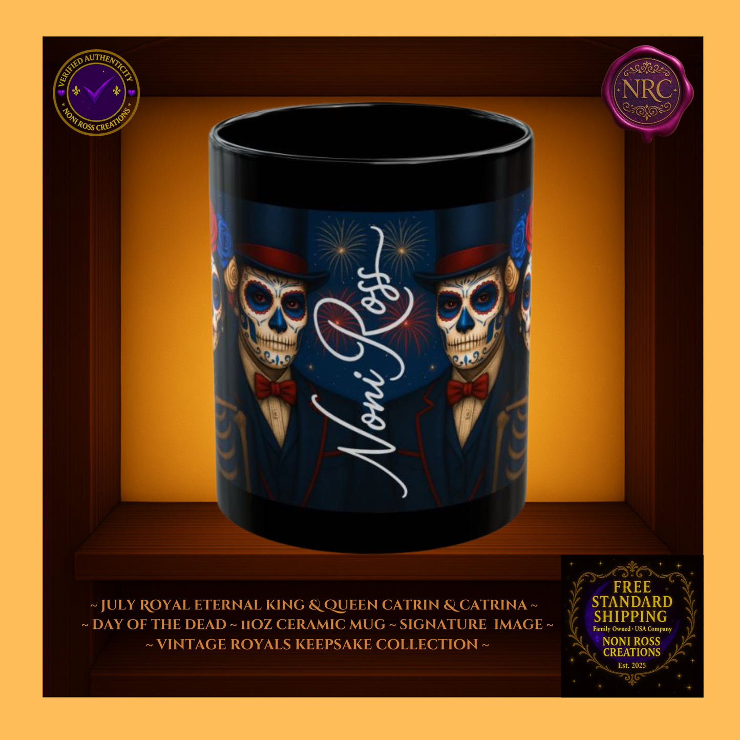 Signature spine—💜 Noni Ross Creations logo with Vintage Royals filigree on deep blue background, collector’s set