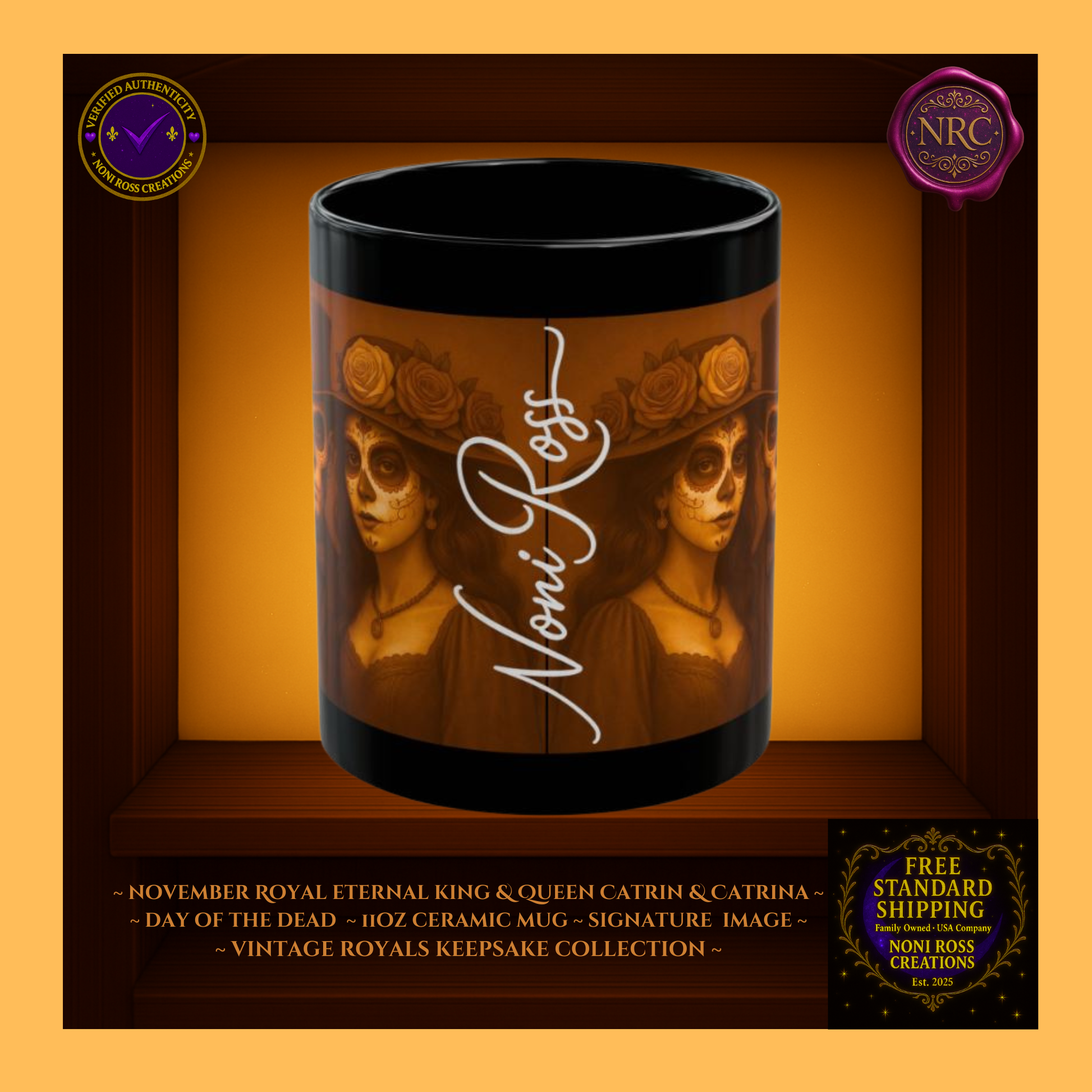 Signature spine — 💜 Noni Ross Creations logo with Vintage Royals filigree on gray background, collector edition set