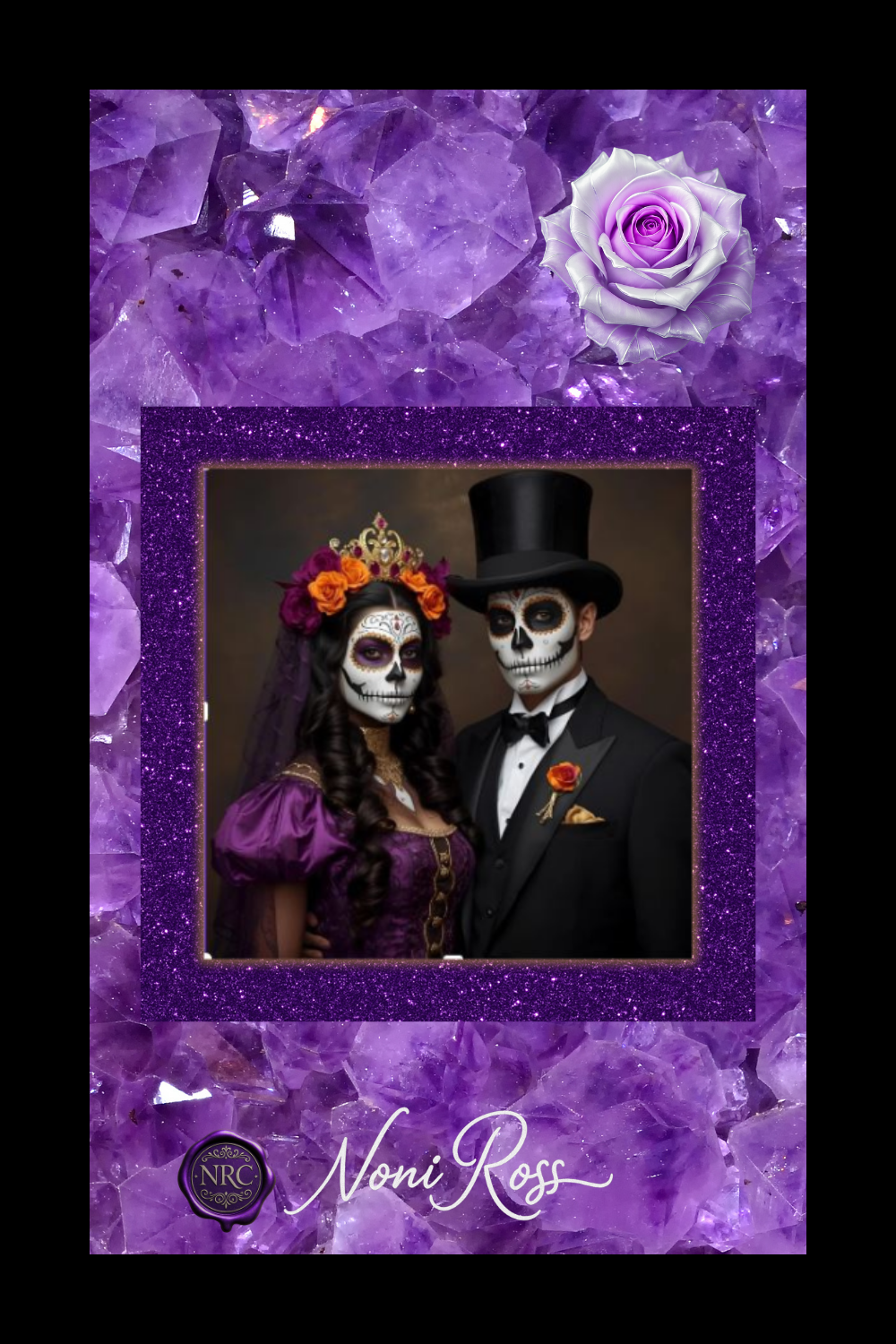 Luxurious amethyst curtain displayed in a softly lit modern bedroom.