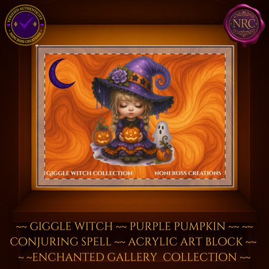 Giggle Witch Purple Pumpkin Conjuring Spell Block by Noni Ross Creations