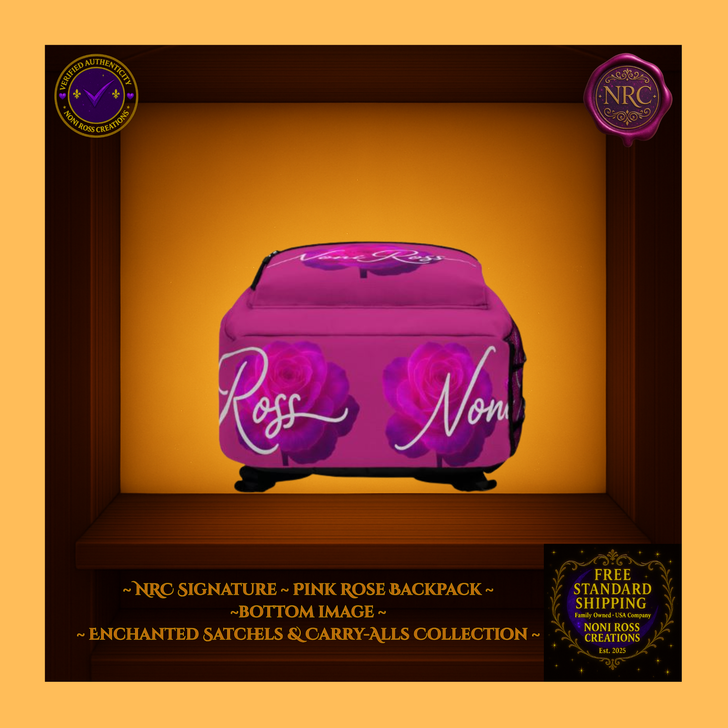 NRC Signature Pink Rose Backpack | Enchanted Satchels & Carry-Alls by Noni Ross Creations
