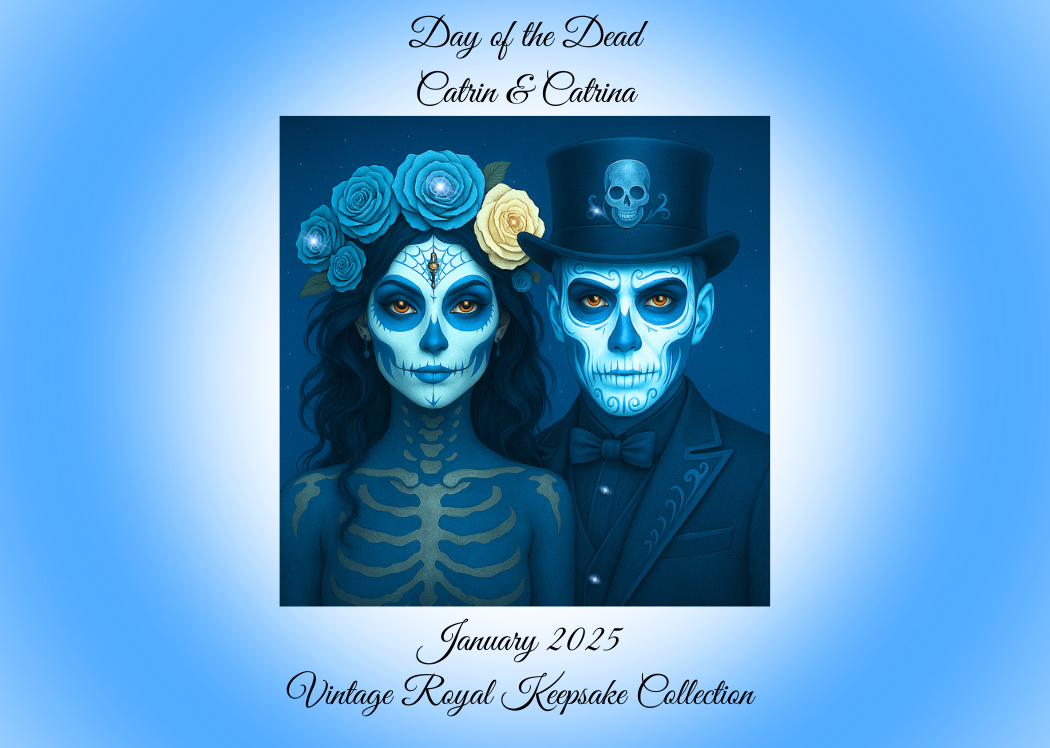 January Day of the Dead Couple Frosted Beer Stein 16oz – Blue Catrin & Catrina Vintage Keepsake Mug | Noni Ross Creations