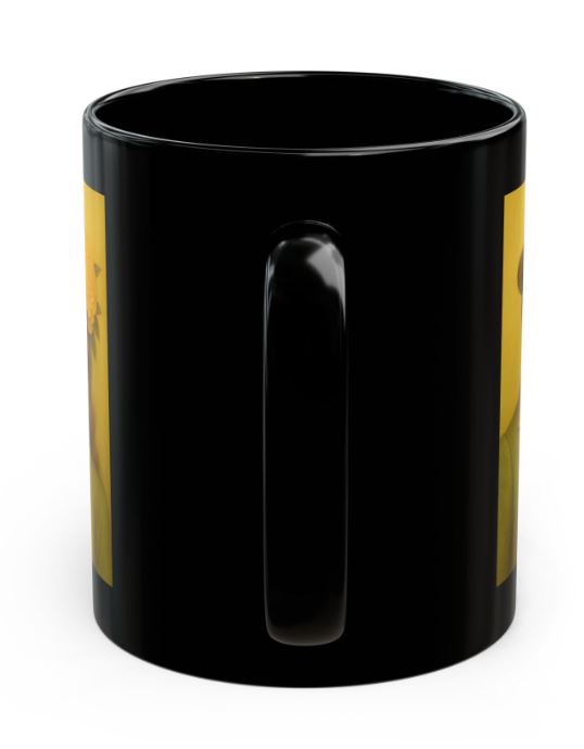 May Day of the Dead mug yellow couple design back view with handle sugar skull king queen