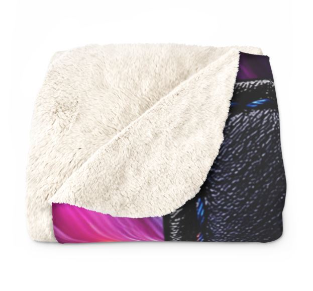 Folded view of sherpa fleece blanket showing soft plush white sherpa lining