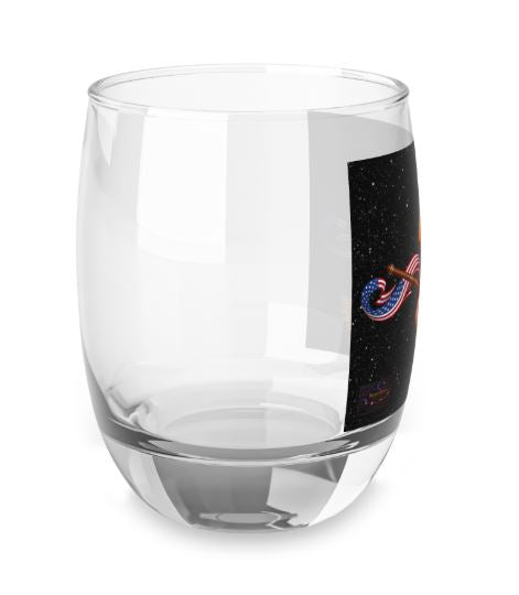 Right side view of patriotic witch tumbler with vibrant glossy print finish