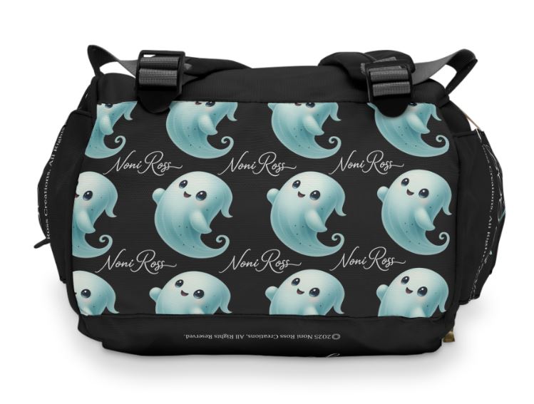 diaper bag bottom view showing durable base and structured support BOO Crew design Noni Ross Creations