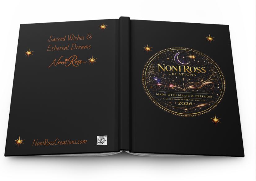 Premium black journal with gold logo design placed on desk with pens and decorative accessories