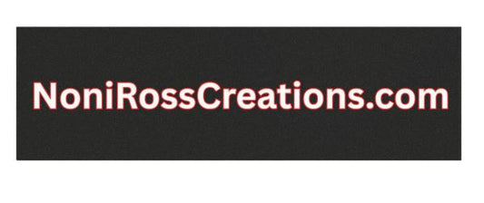 NoniRossCreations website car magnet decal with bold white text on black background for business promotion