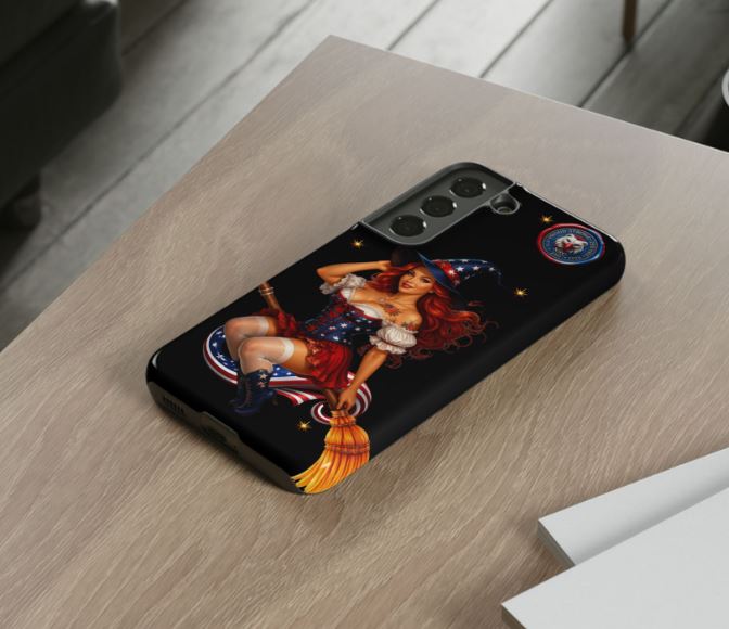 Samsung S22 case displayed in modern lifestyle scene with bold artwork
