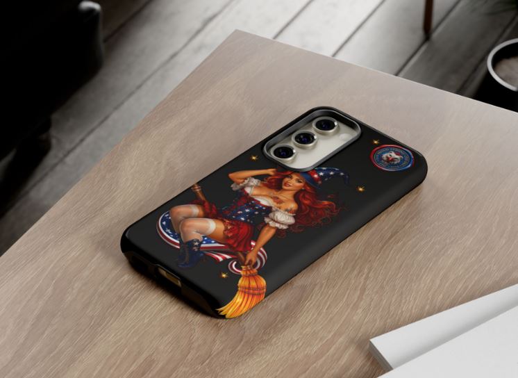 Samsung S23 phone case displayed in lifestyle environment with artistic design