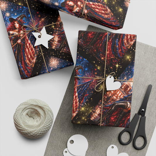 Wrap your gifts in something unforgettable with our Limited Independence Edition 2026 Luxury Gift Wrap from Noni Ross Creations. Designed to feel like a piece of art, this wrapping paper transforms every present into a dramatic, story-filled moment.

Set against a deep, star-speckled night sky, the rich imagery and flowing, theatrical composition create a cinematic presentation—like wrapping your gift in a midnight celebration of beauty, freedom, and bold expression. Fireworks shimmer across the surface, wh