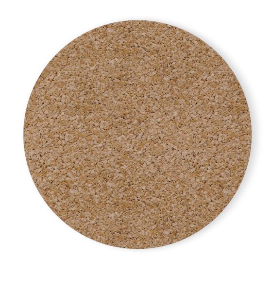 Back view of round cork coaster showing natural cork base for non slip protection