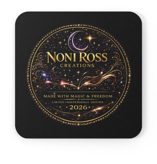 Square NRC Signature Series coaster with gold logo and celestial decorative pattern on dark background