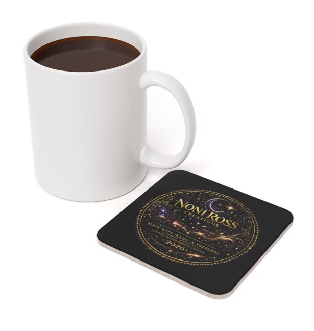 Square NRC logo coaster displayed with coffee mug highlighting elegant signature series branding