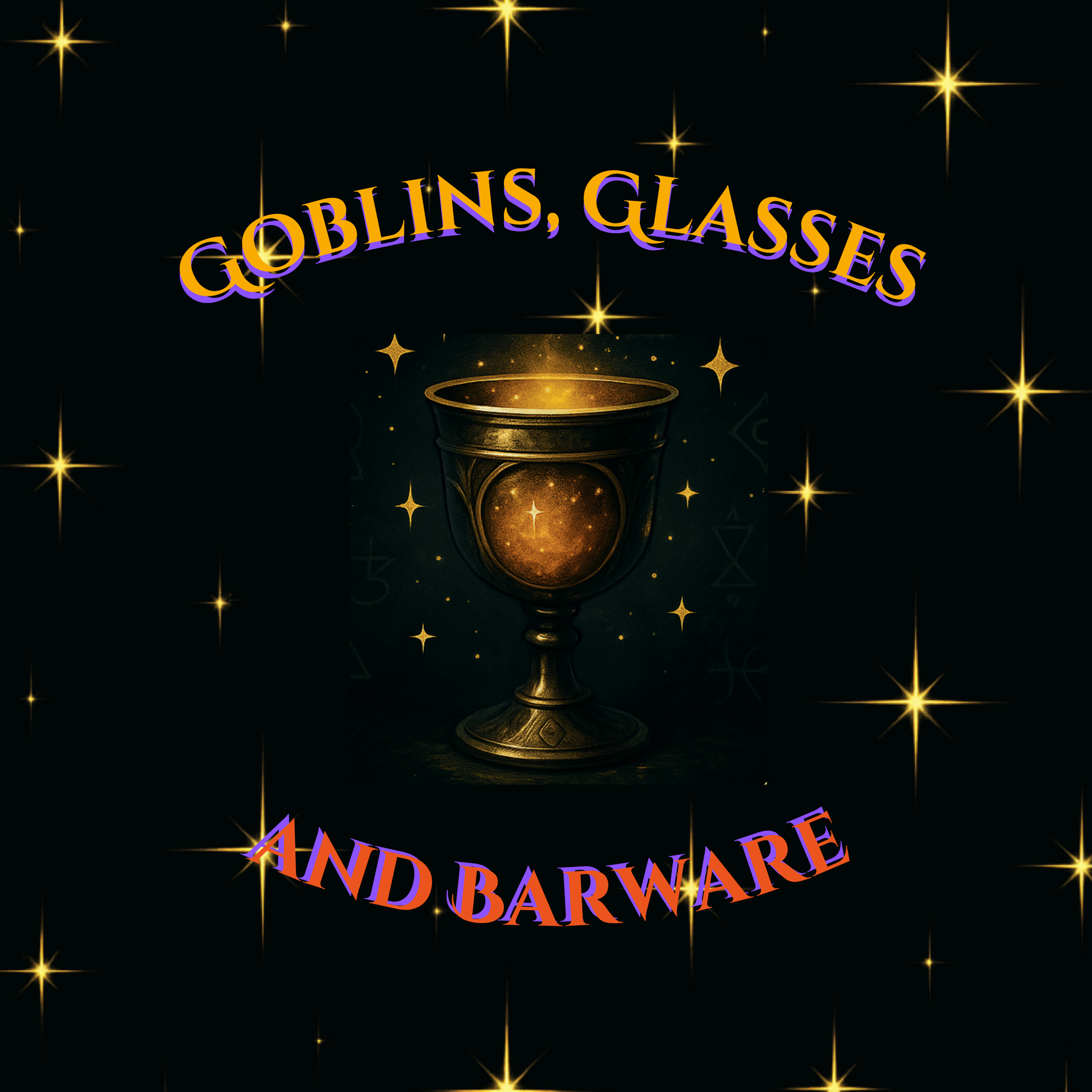 Goblin’s, Glasses & Barware badge for the Noni Ross Creations drinkware line
